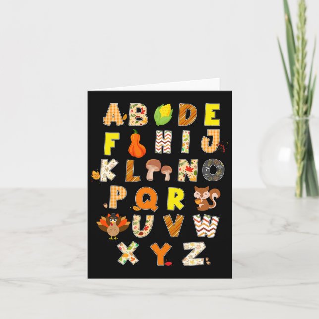 Thanksgiving Alphabet Funny Turkey Fall Preschool  Card (Front)