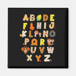 Thanksgiving Alphabet Funny Turkey Fall Preschool Magnet