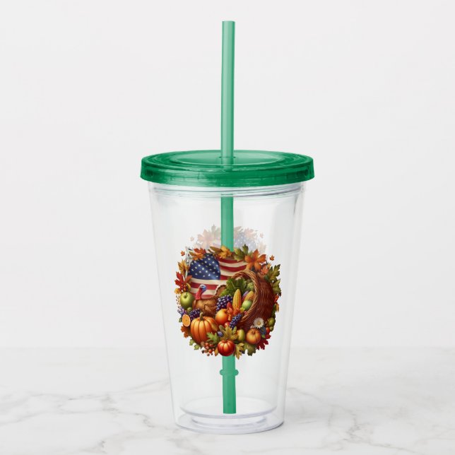 Thanksgiving/American/Turkey/Fall  Acrylic Tumbler (Front)