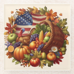 Thanksgiving/American/Turkey/Fall Glass Coaster