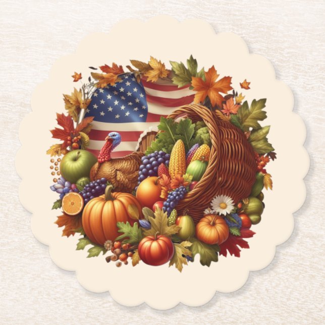 Thanksgiving/American/Turkey/Fall  Paper Coaster (Front)