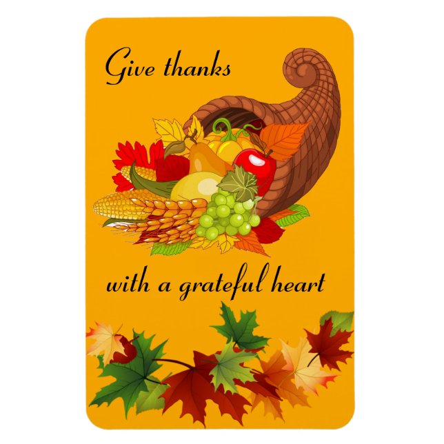 Thanksgiving and Fall Colours Pretty Cornucopia Magnet (Vertical)