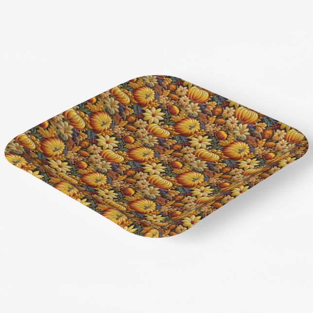 Thanksgiving and Fall Season Paper Plate (Angled)