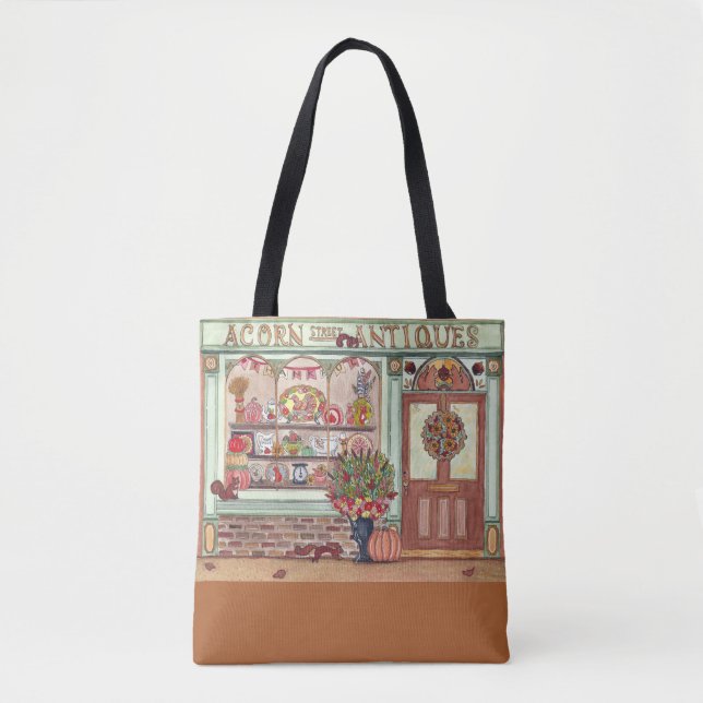 Thanksgiving Antique Shop Watercolor Tote Bag (Front)