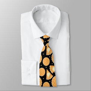 Thanksgiving Apple Pie Patterned Black Tie