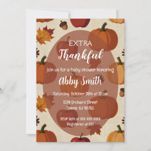 Thanksgiving Apples & Pumpkins Fall Baby Shower Invitation