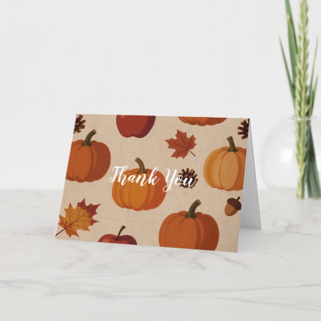 Thanksgiving Appless & Pumpkins Fall Thank You  Card (Front)
