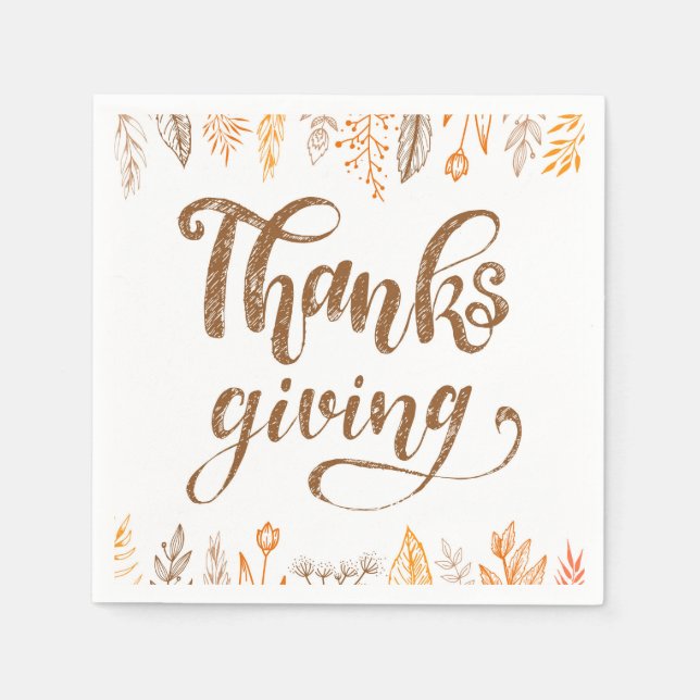 Thanksgiving Art Paper Placemat Napkin (Front)