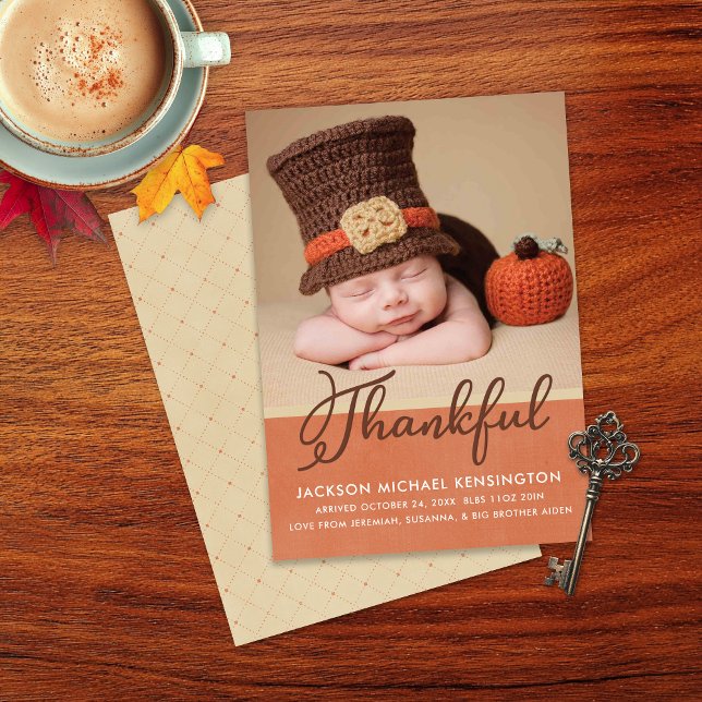 Thanksgiving Autumn Baby Birth Photo Announcement (Thanksgiving Autumn Baby Birth Photo Announcement Card)