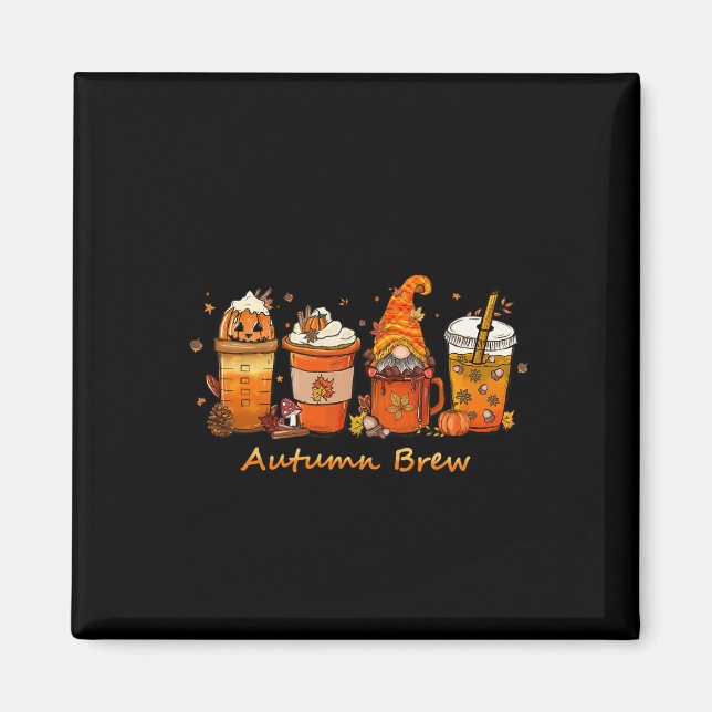 Thanksgiving Autumn Brew Fall Coffee Pumpkin Spice Magnet (Front)