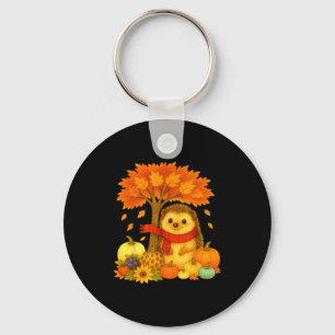 Thanksgiving Autumn Fall Hedgehog Leaf Fall Tree Key Ring