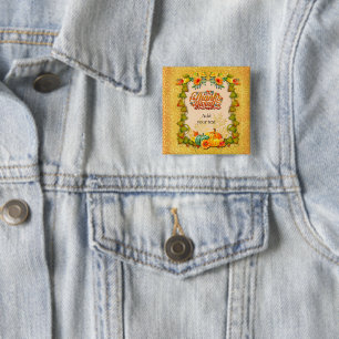 Thanksgiving Autumn Fall Maple Leaves and pumpkins 15 Cm Square Badge