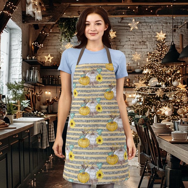Thanksgiving Autumn Fall Pumpkin Glitter Apron (Creator Uploaded)