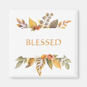 Thanksgiving Autumn Foliage Orange BLESSED  Magnet