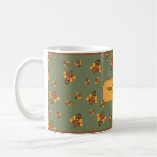 Thanksgiving Autumn Green Turkey Coffee Mug