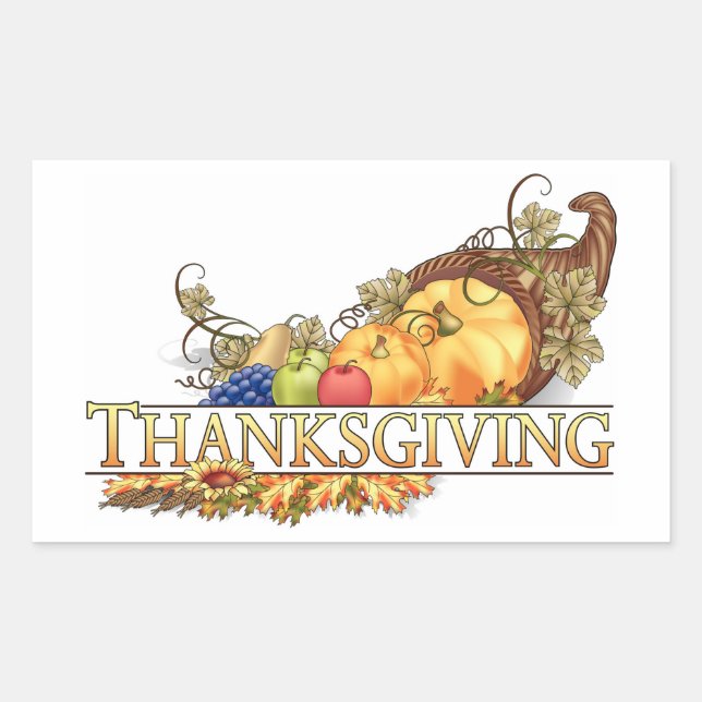 Thanksgiving Autumn Harvest Basket Rectangular Sticker (Front)