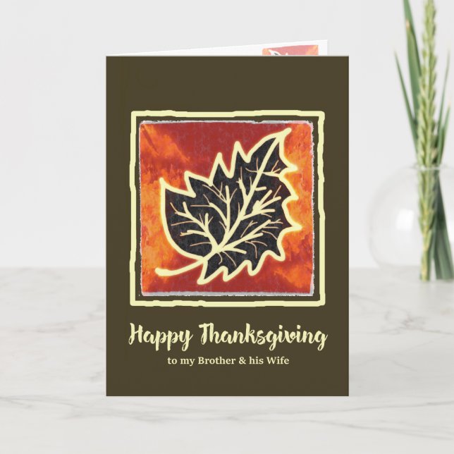 Thanksgiving Autumn Leaf Card for Brother & Wife (Front)