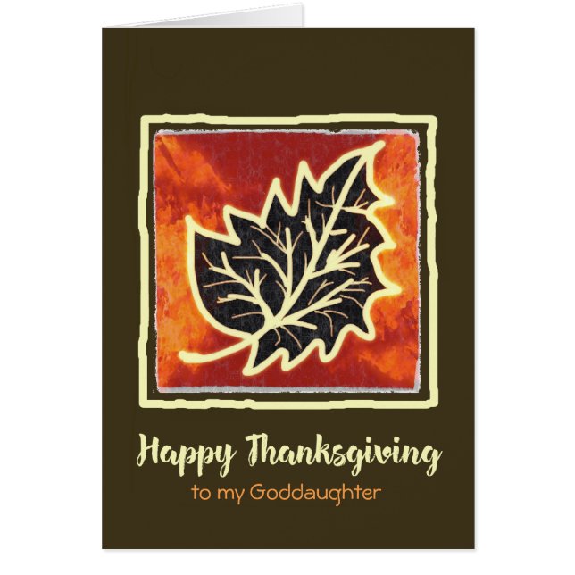 Thanksgiving Autumn Leaf Card for Goddaughter (Front)