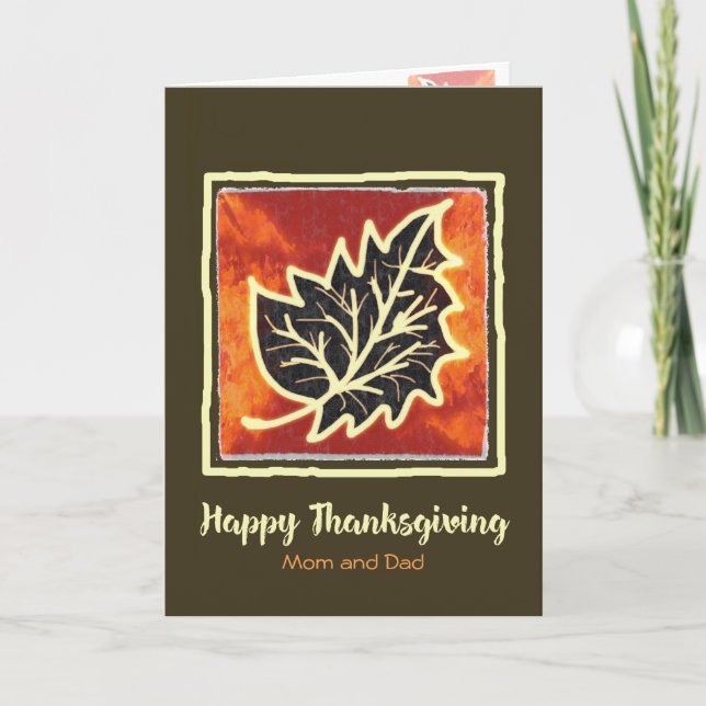 Thanksgiving Autumn Leaf Card for Mum & Dad (Front)