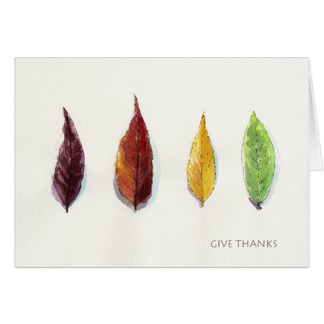 Thanksgiving Autumn Leaf Give Thanks Greeting Card (Front Horizontal)