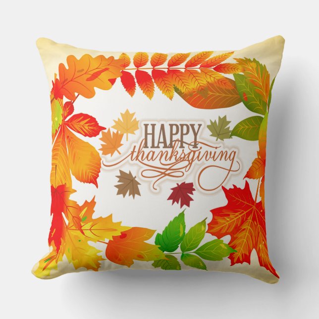 Thanksgiving Autumn Leaves Cushion (Front)