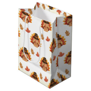 Thanksgiving Autumn Leaves Gobble Medium Gift Bag