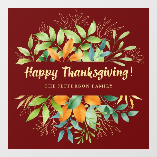 Thanksgiving Autumn Leaves Watercolor Fall Foliage (Sheet)