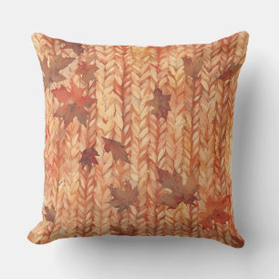 Thanksgiving, Autumn leaves with Crochet Style Cushion