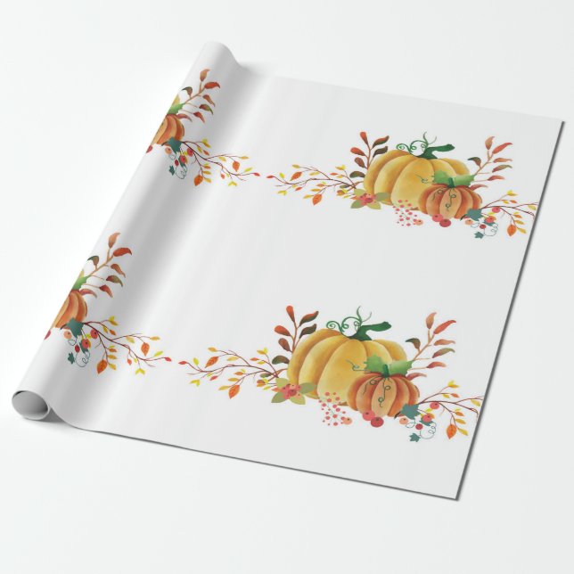Thanksgiving autumn pumpkin design wrapping paper (Unrolled)