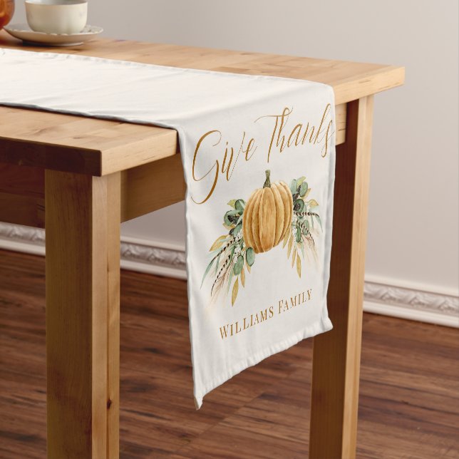 Thanksgiving Autumn Pumpkin Fall Table Runner (In Situ)