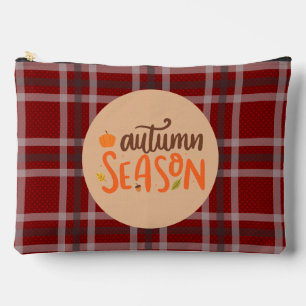 Thanksgiving,Autumn Season Script, Chequered, Accessory Pouch