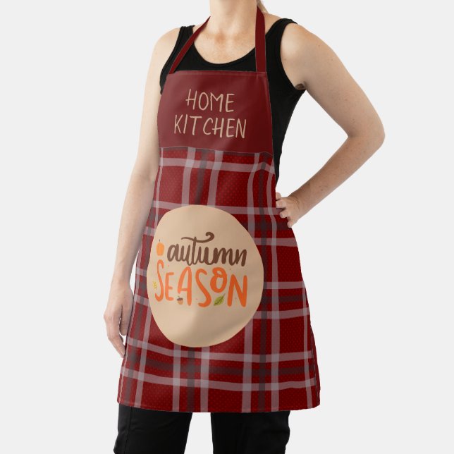 Thanksgiving,Autumn Season Script,Chequered,Modern Apron (Insitu)