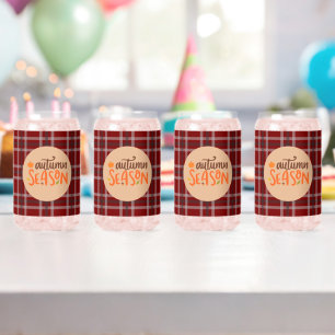 Thanksgiving,Autumn Season Script,Chequered,Modern Can Glass