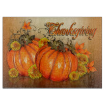 Thanksgiving Autumn theme glass cutting board