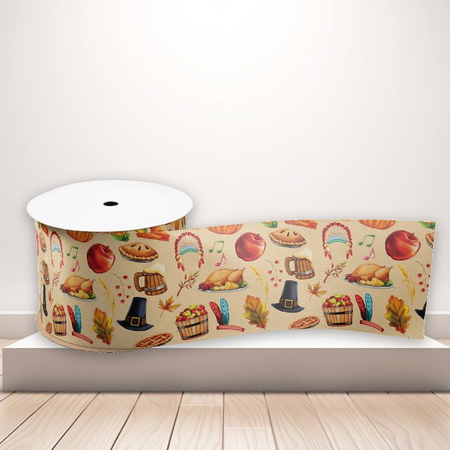 Thanksgiving Autumn Turkey  Holiday Satin Ribbon (Creator Uploaded)