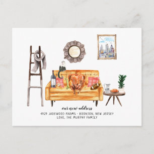 Thanksgiving Autumn Turkey Moving Announcement Postcard