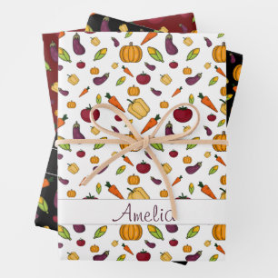 Thanksgiving  Autumn vegetable pattern name Wrapping Paper Sheet