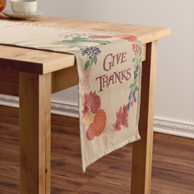 Thanksgiving Autumn Wreath to Customise Short Table Runner (In Situ)