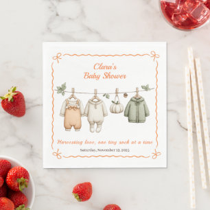 Thanksgiving Baby Shower Girl   Cosy Clothesline  Napkin