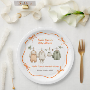 Thanksgiving Baby Shower Girl Cosy Clothesline Paper Plate
