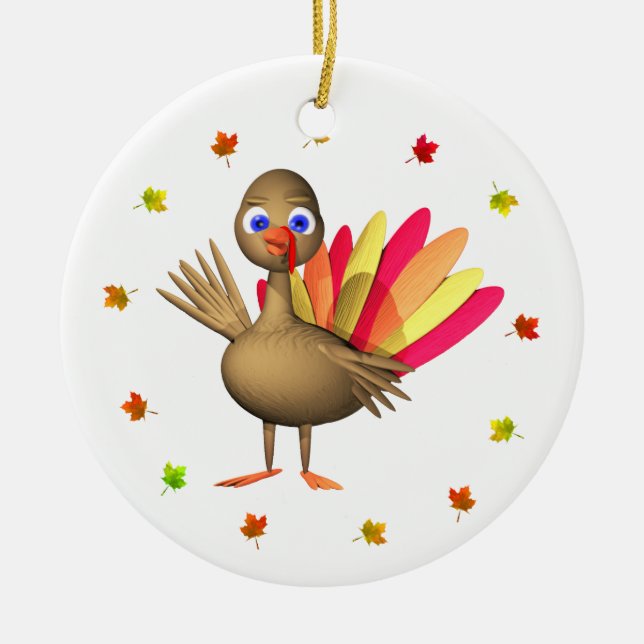 Thanksgiving Baby Turkey Ceramic Tree Decoration (Front)