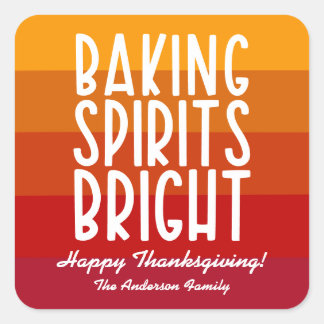 Thanksgiving Baking Spirits Bright Striped Square Sticker