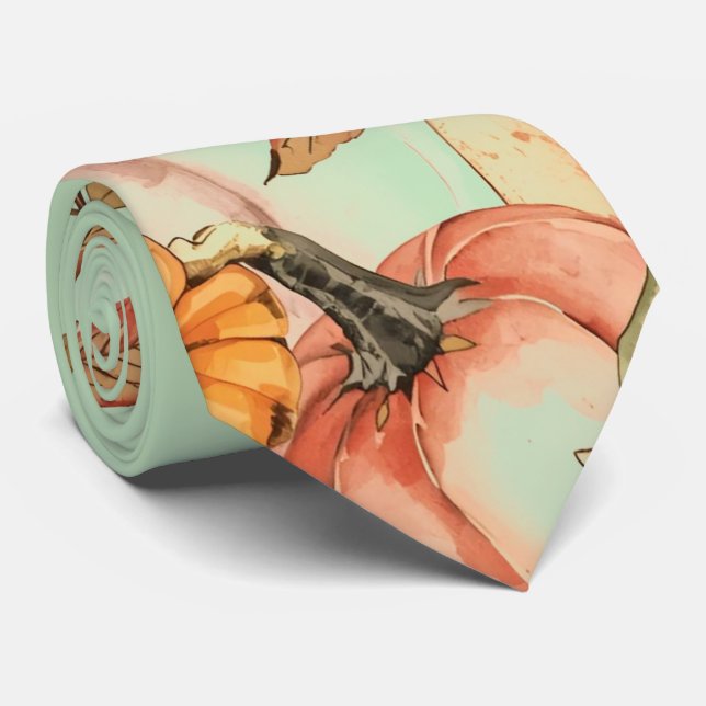 Thanksgiving, Beautiful Pumpkins Harvest Pattern N Tie (Rolled)