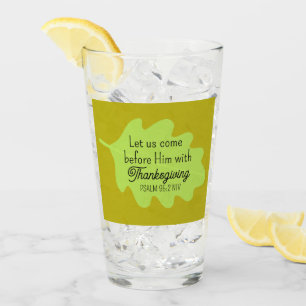 Thanksgiving Bible Verse Green Leaf Autumm Olive Glass