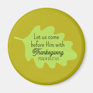 Thanksgiving Bible Verse Green Leaf Autumm Olive Magnet