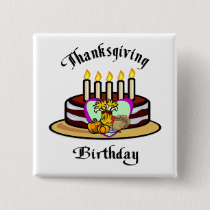 Thanksgiving Birthday 15 Cm Square Badge