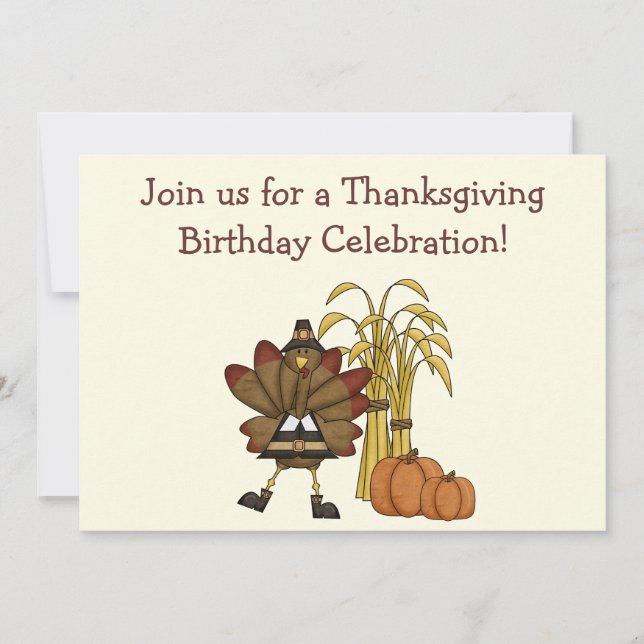 Thanksgiving Birthday Invitation - Boys (Front)