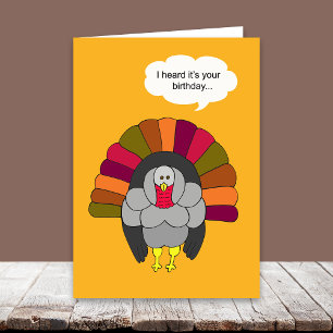 Thanksgiving Birthday -- Turkey Holiday Card