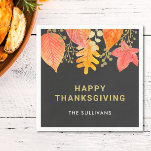 Thanksgiving Black  Napkin