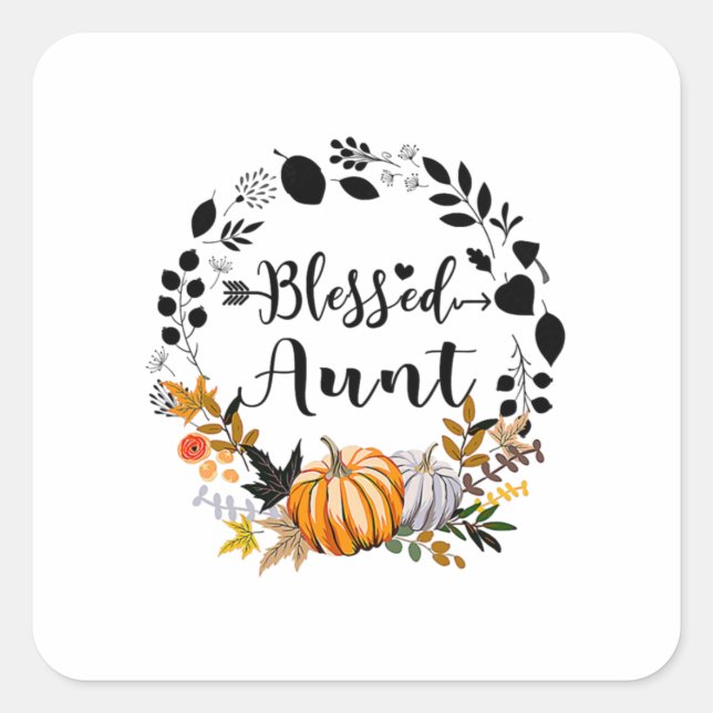 Thanksgiving Blessed Aunt Pumpkin Thanksgiving Square Sticker (Front)